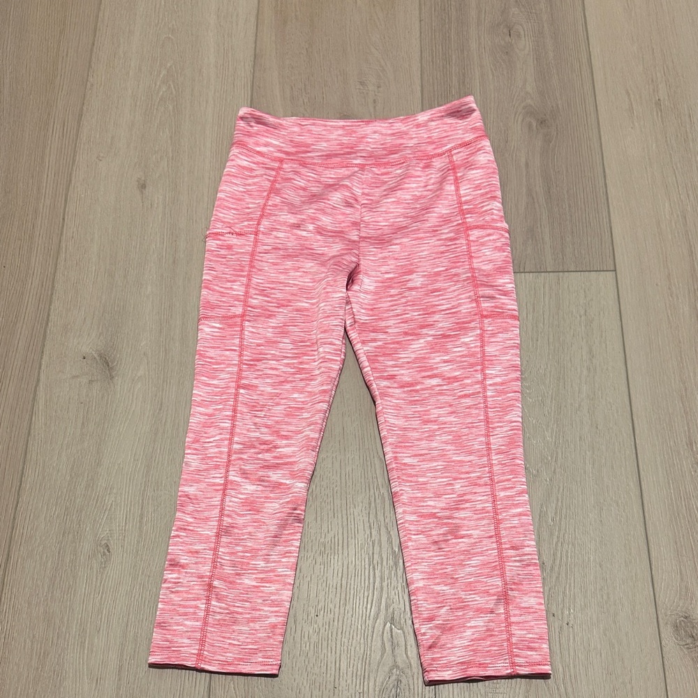J Crew Cropped Space Dyed Leggings With Side Pocket Pink White Womens Size Small